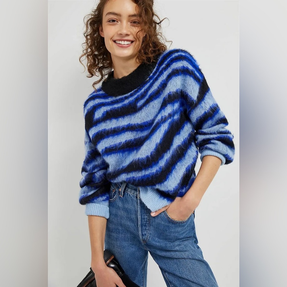 Anthropologie Salma Striped Eyelash Sweater
